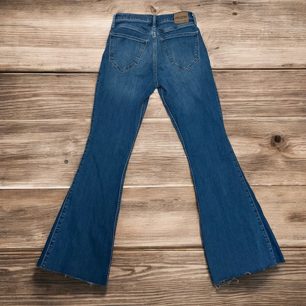 Hollister Two-Tone Blue Patchwork Flare Jeans - Picture 7 of 14